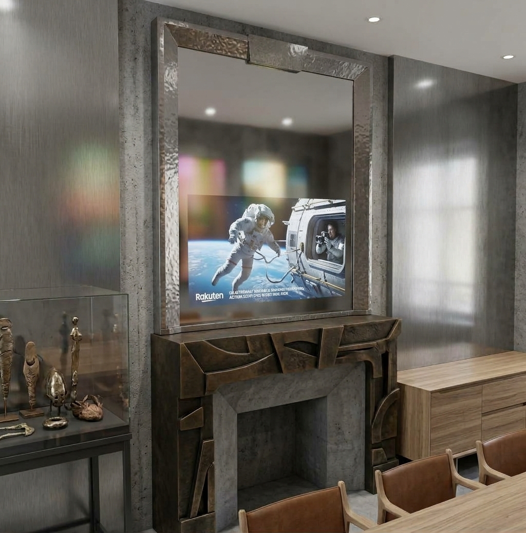 Miroir TV TDK Illusion s'adaptant à différents styles d'intérieurs et architectures